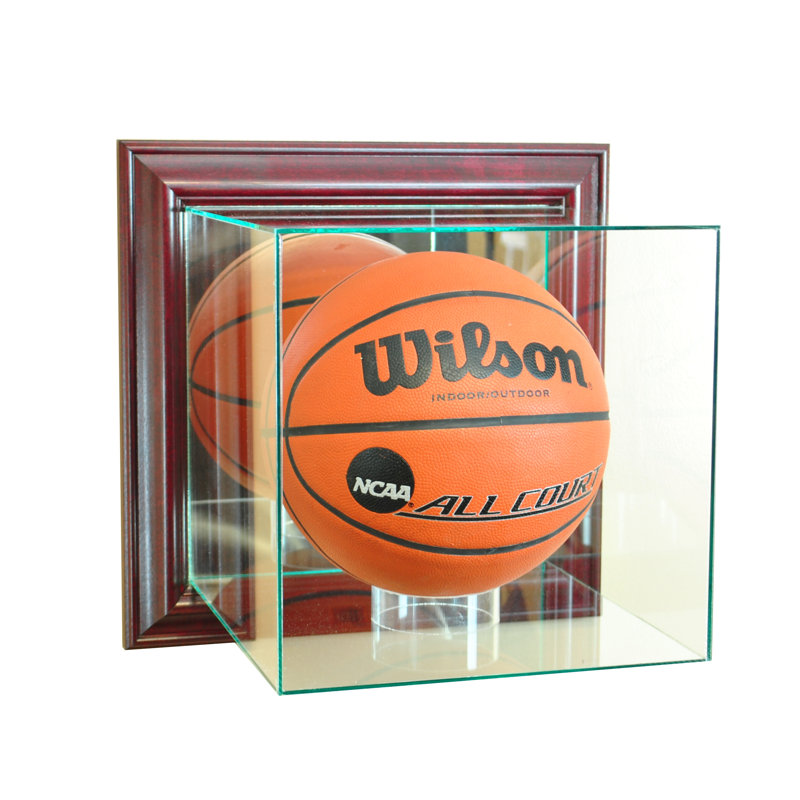 Perfect Cases And Frames 15'' W 11'' D Basketball Glass Ball / Puck Case, Cherry