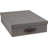 Oskar Canvas Fiberboard Document Letter Box - File Organizer Box For Important Paperwork - Document Storage With A Lid & Leather Handle - 3.3 In X 10.2 In X 13.8 In - Gray