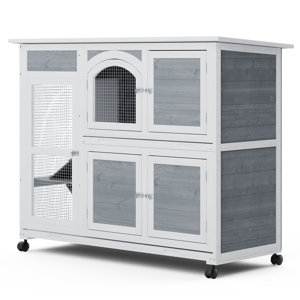 (incomplete) Lyke Portable Pet Cage Rabbit Hutch Animal House with Ramp and Door