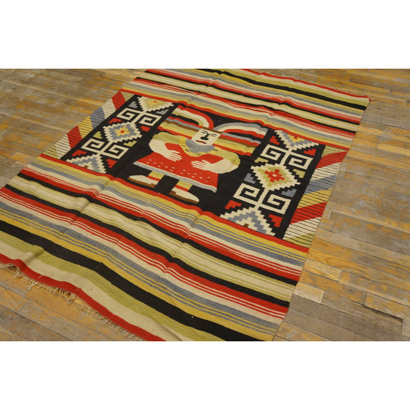 Antique Zapotec Mexico Knotted Rug