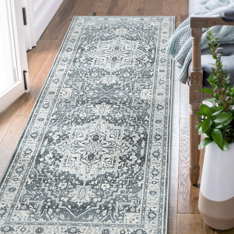 Purrier Chenille Mashine Washable Vintage Indoor Arae Rug with Non-Slip Backing for Bedroom Living Room Kitchen Entryway