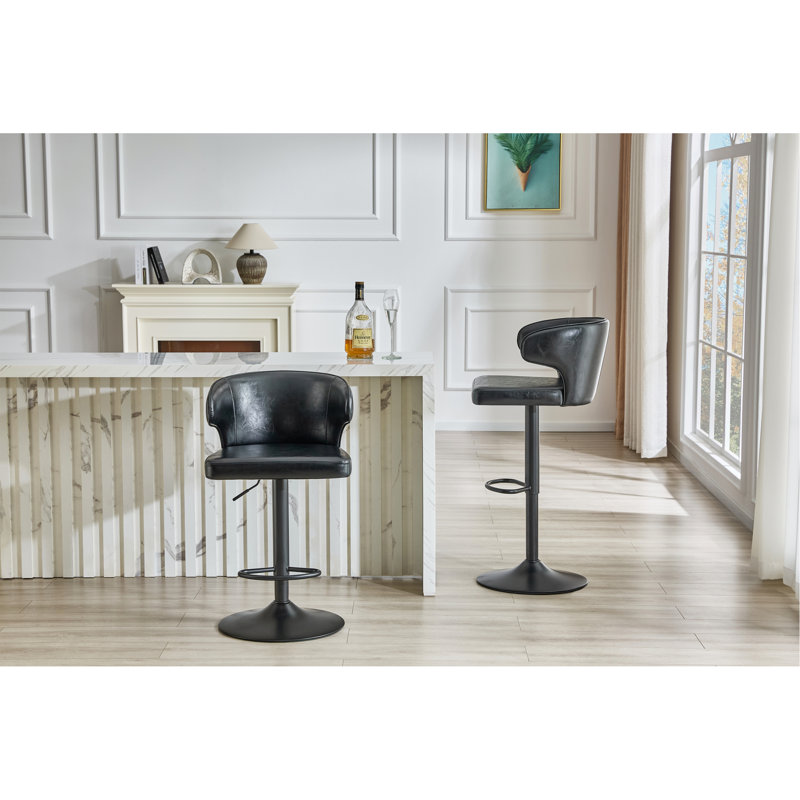 Ergonomic Adjustable Swivel Bar Stool With High-Back Support