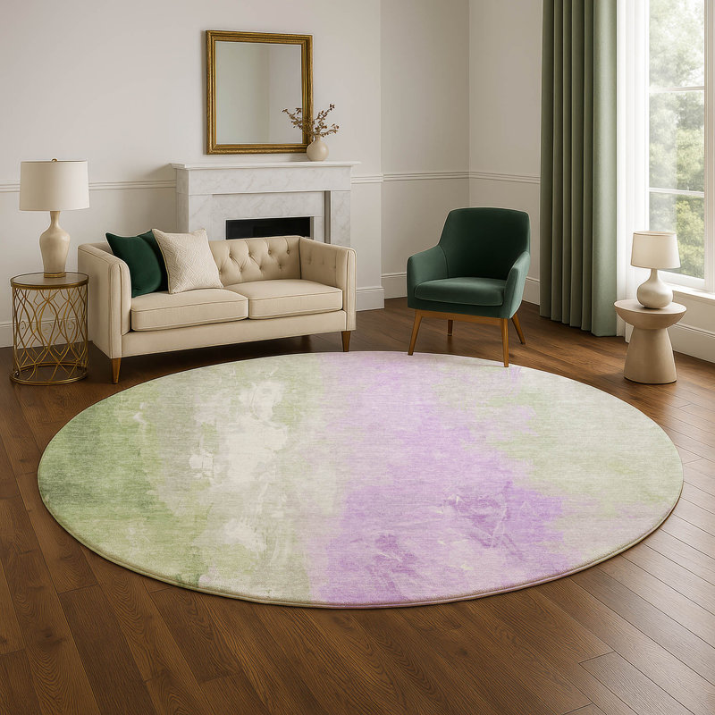 Premium Machine Washable Giacchetto AMF1844 Abstract Rug, Round 8'