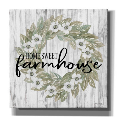 «Home Sweet Farmhouse Wreath» par Cindy Jacobs, impression sur toile tendue