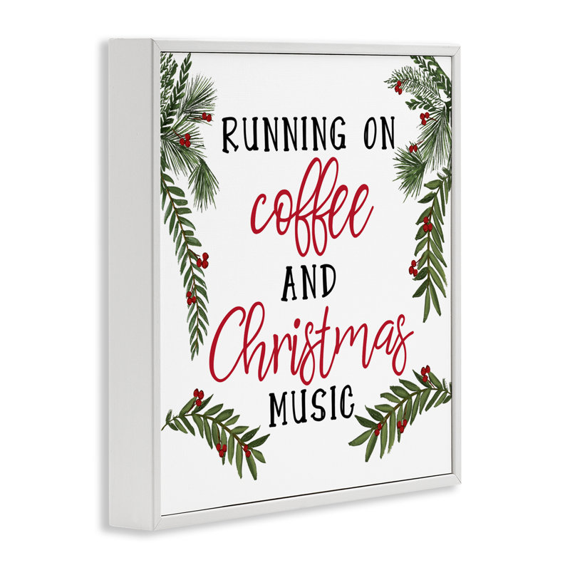 «Coffee & Christmas Music», giclée encadrée par Dogwood, H 24 po x l 24 po, Estampe numérique encadrée blanc bord de mer