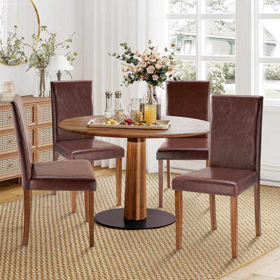 Chaise de salle à manger rembourrée en cuir Vegan