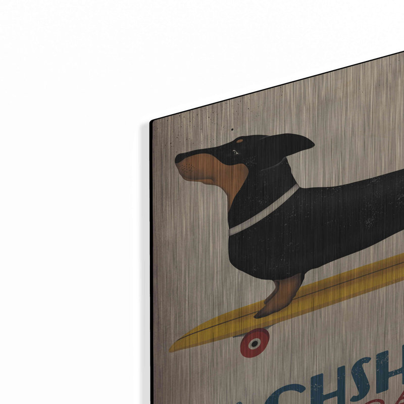 «Dachshund Longboard» par Ryan Fowler, H 12 po x l 12 po
