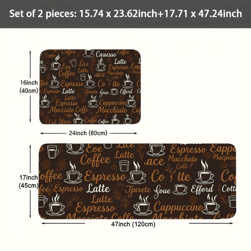 Ensemble de 2 tapis de flanelle à motif de tasse à café