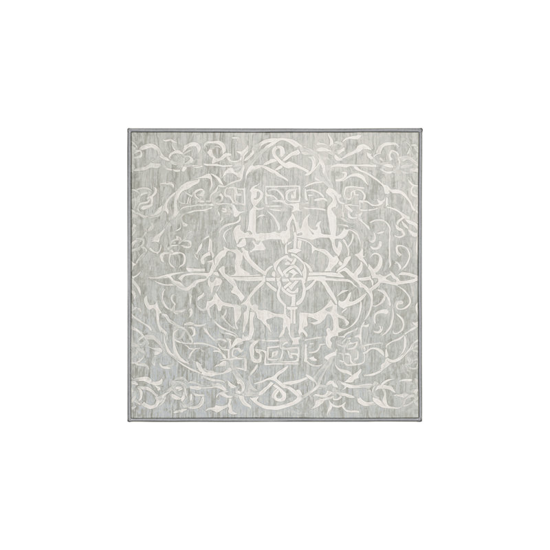 Machine Washable Gray Area Rug, Square 7'