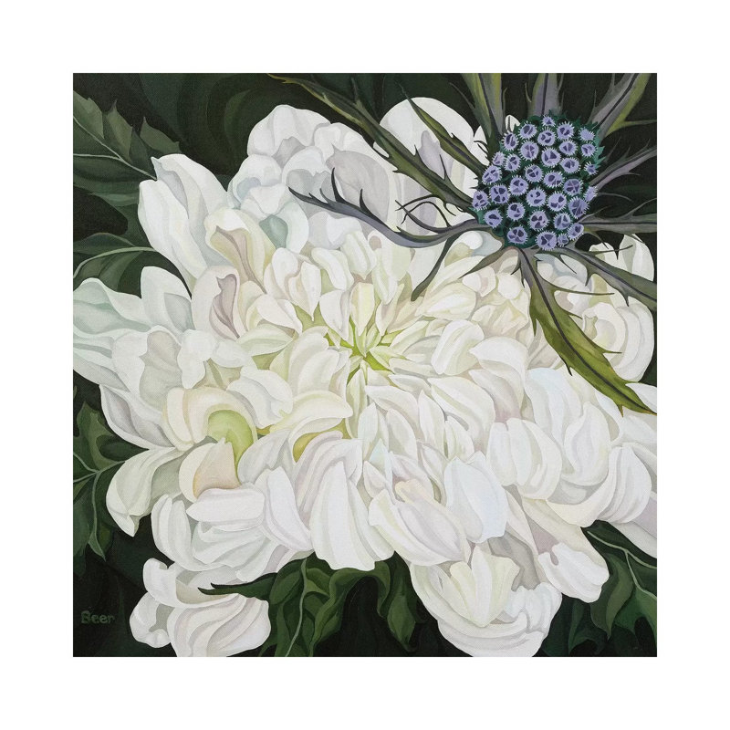 Chrysanthemum With Christmas Thistle by Jo Beer - Wrapped Canvas Print, 93.98 cm H x 93.98 cm W x 3.175 cm D