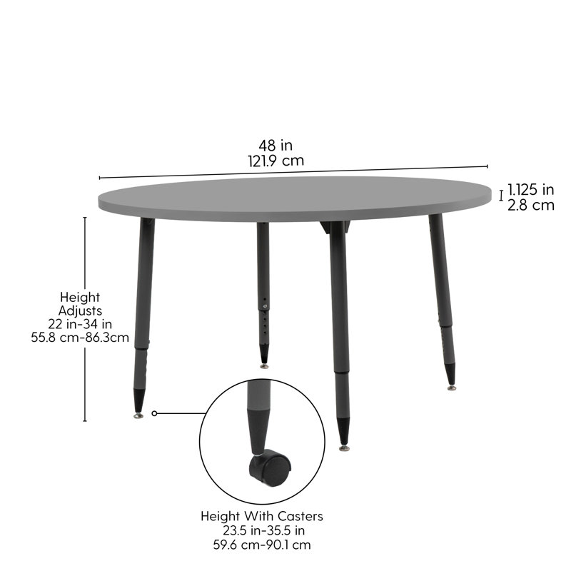 Table d'activités thermofusionnée avec pieds fuselés réglables Adapte, 48" x 30", Mer du Nord / Mer du Nord