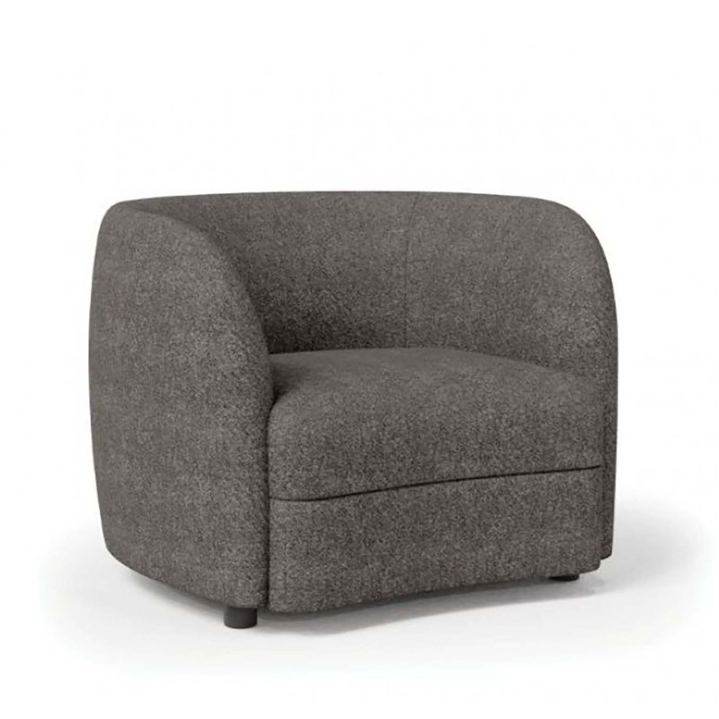 Fauteuil demi-tonneau de 43,25 po de largeur, Gris anthracite bouclé