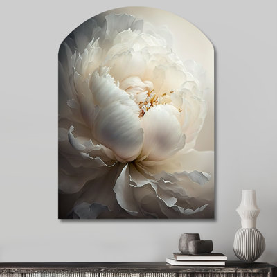 Peony Flower VII - Arch Peonies Metal Wall Art, Asymmetrical Metal Wall Sculpture Print