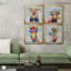 «Groovy Pig and Sky», ensemble de 4 peintures sur toile encadrées-60148713-60148716