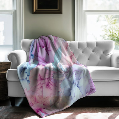 Jeté délicat en sherpa 1 pièce Delicate Pastel Blooms