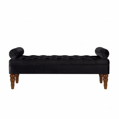Velvet Fabric Upholstered Long Bed Bench For Bedroom,Upholstered Design Window Bench With Tufted Button,Entryway Bench,Bolster Bench