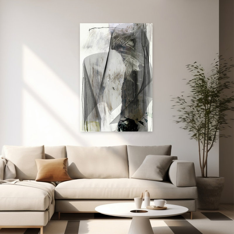 Art contemporain abstrait géométrique contemporain, H 60 po x l 40 po