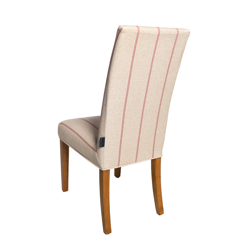 Wentzville Upholstered Dining Chair, Beige/Raspberry Pin Stripe