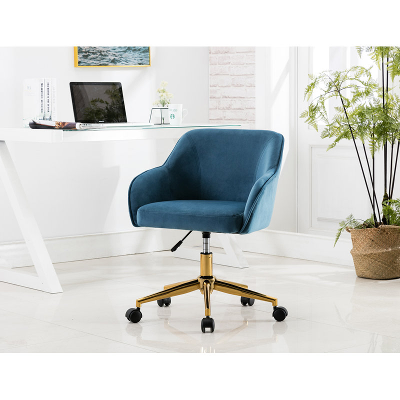 Jace Velvet Office Chair, Blue