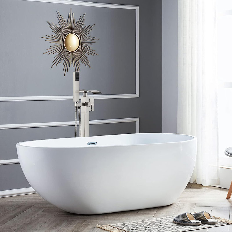 Floor Waterfall Faucet with Diverter, Brushed Nickel