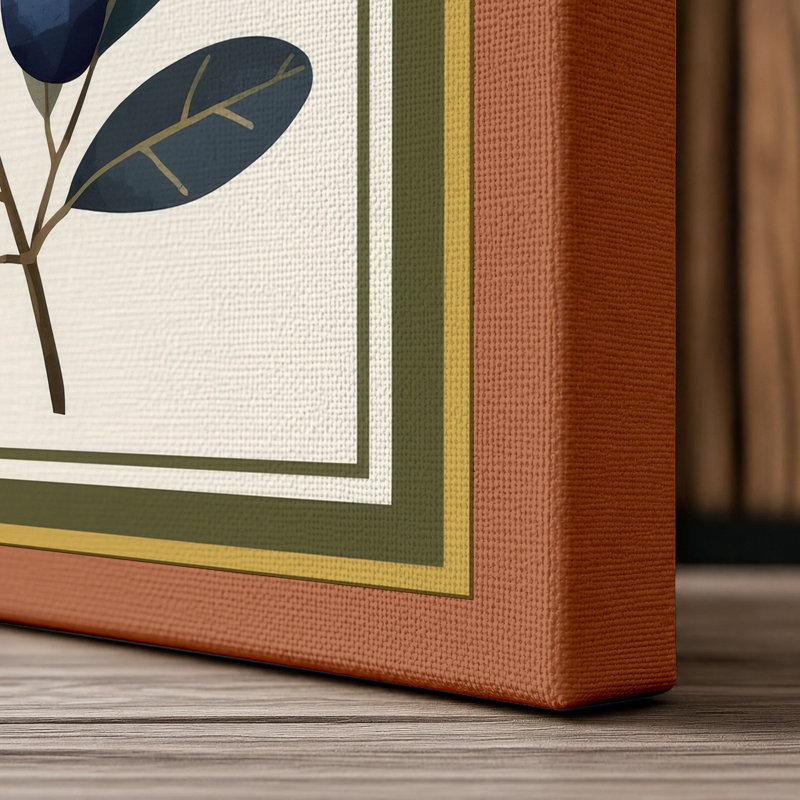 Botanica with Berries Botanical - Wrapped Canvas, 18x12 - 45.7 x 30.5 cm, Terracotta Border