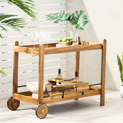 Chariot-bar en bois avec motif de lattes - noir, l 42,73 po x P 22,54 po, H 31,27 po, mobile et porte-bouteilles en métal, support, finition noire