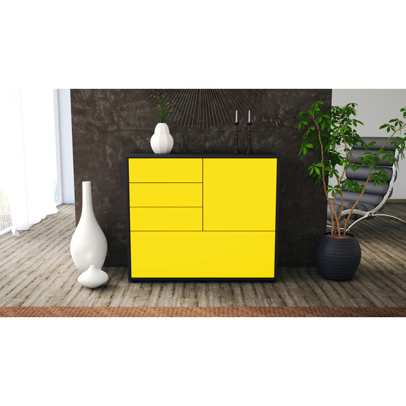 Redondo 92cm Sideboard, Charcoal/Yellow