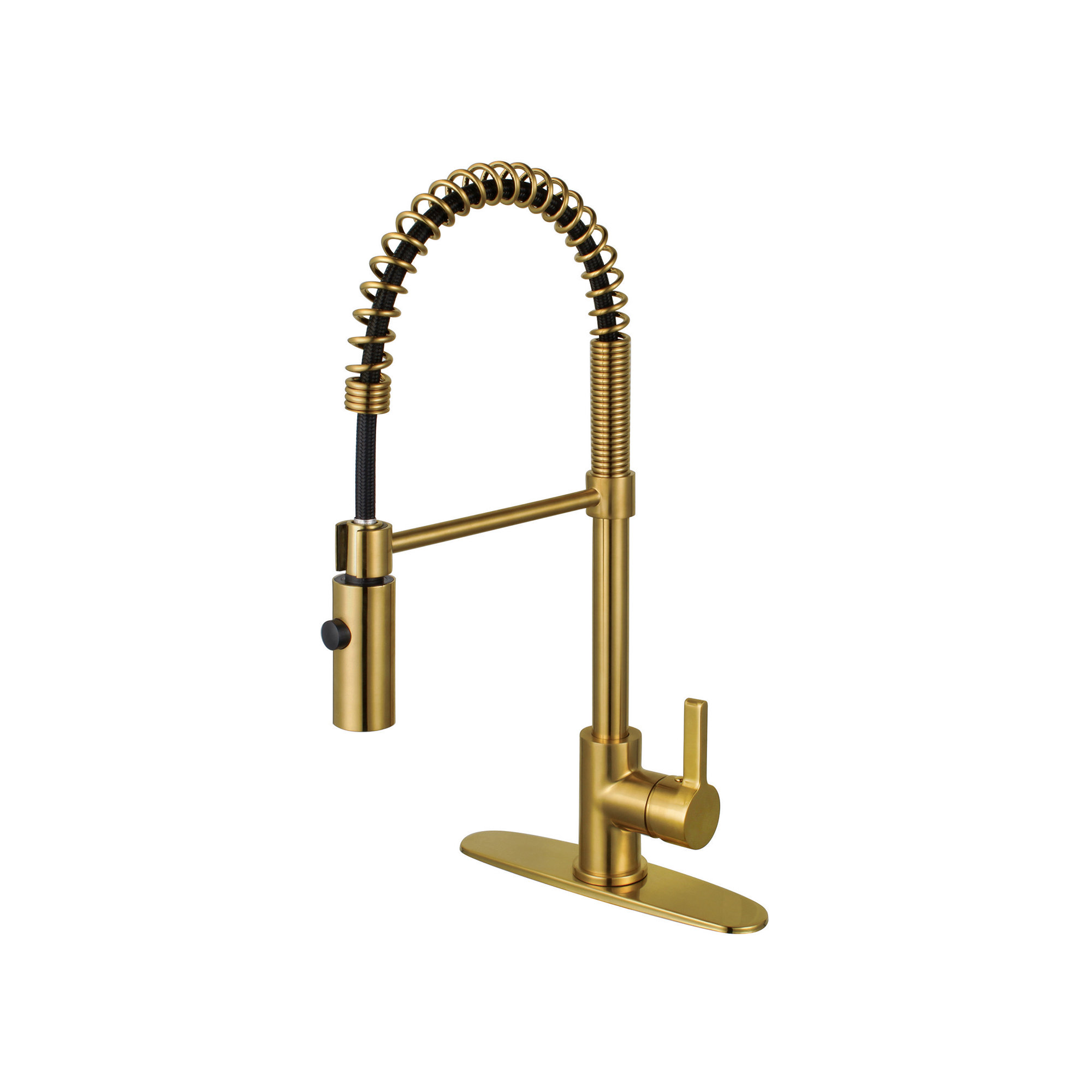 Kingston Brass Continental Single-Handle 1-Hole Deck Mount Pre-Rinse Kitchen Faucet, Brushed Brass