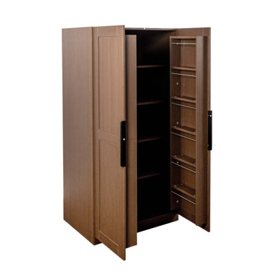 Armoire de cuisine autoportante avec tablettes à plusieurs niveaux et portes, parfaite pour le rangement organisé dans n'importe quelle pièce