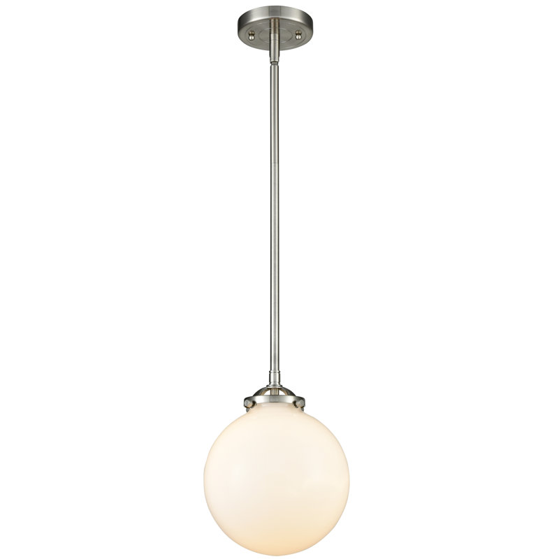 Clementina 1 - Light Single Pendant, Brushed Satin Nickel, Matte White, LED