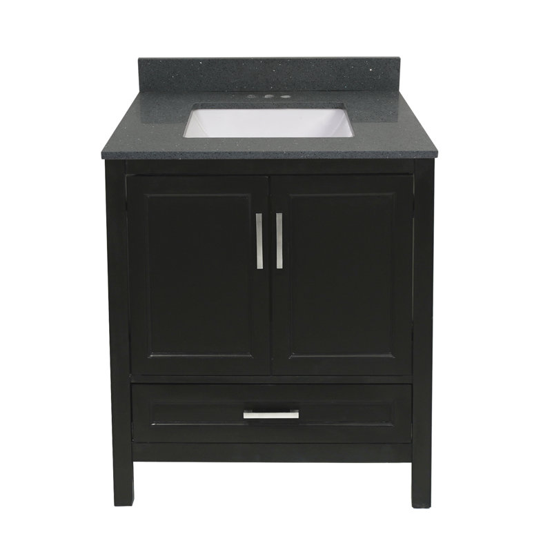 Ensemble de meuble-lavabo simple 25 po Aldino, Noir Calacatta, Espresso