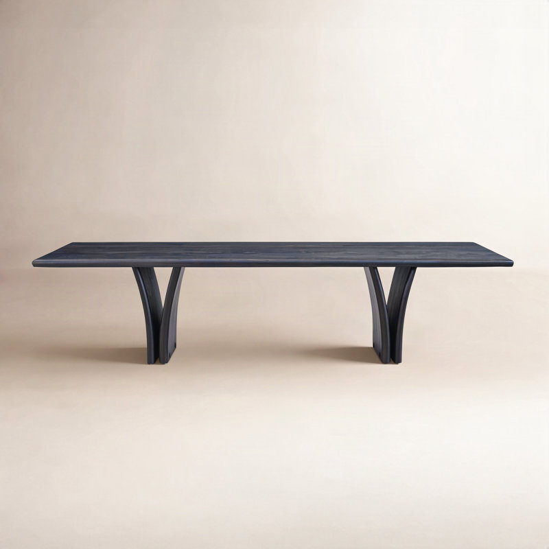 MARCON Solid Oak Dining Table, Dark Espresso Reclaimed French Oak