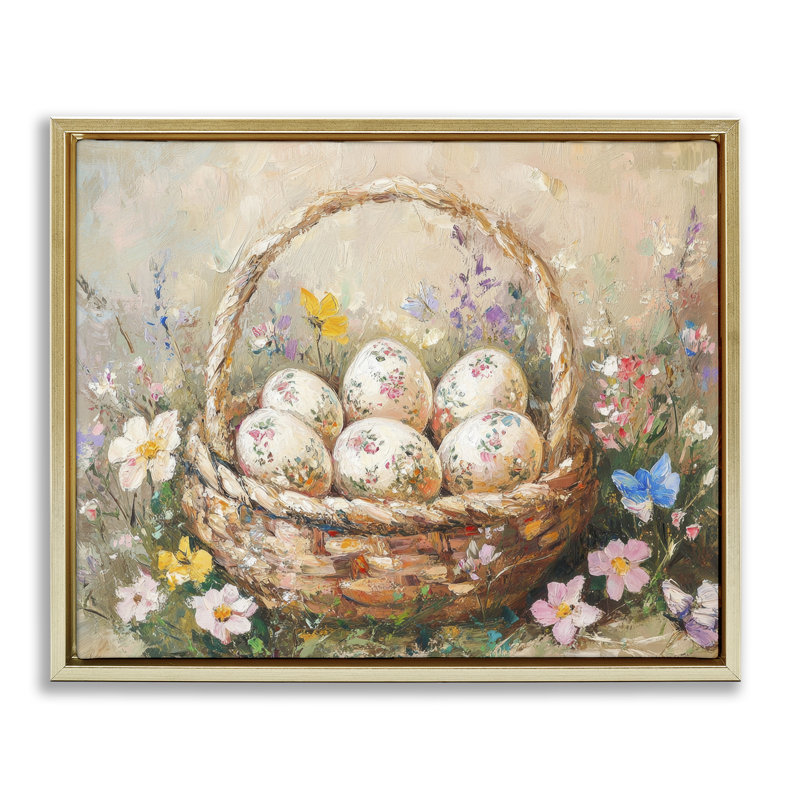 Cadre flottant fleurs délicates pour Pâques, design par Petal Prints Design, H 25 po x l 31 po