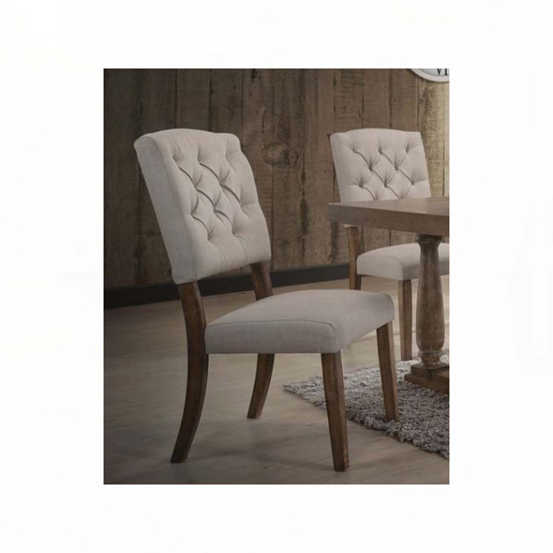 Ensemble de chaises de salle à manger rembourrées en lin avec dossier capitonné, 4 pattes, Chêne
