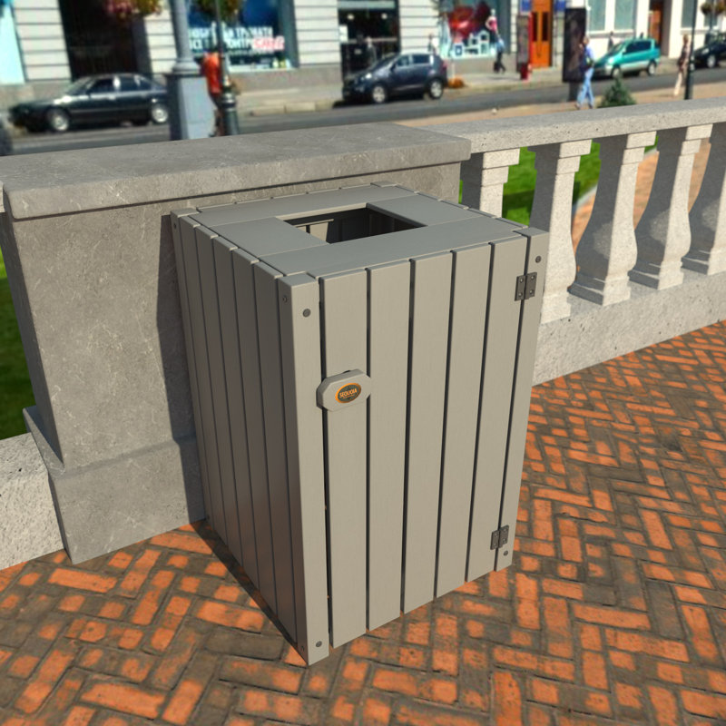 Poubelle ouverte en plastique recyclé - 39 gallons, Gris