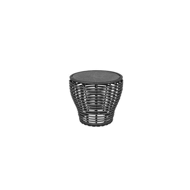 Basket Outdoor Round Coffee Table, 19.7" W x 19.7" Lx 17.7" H, Graphite/Fossil Black