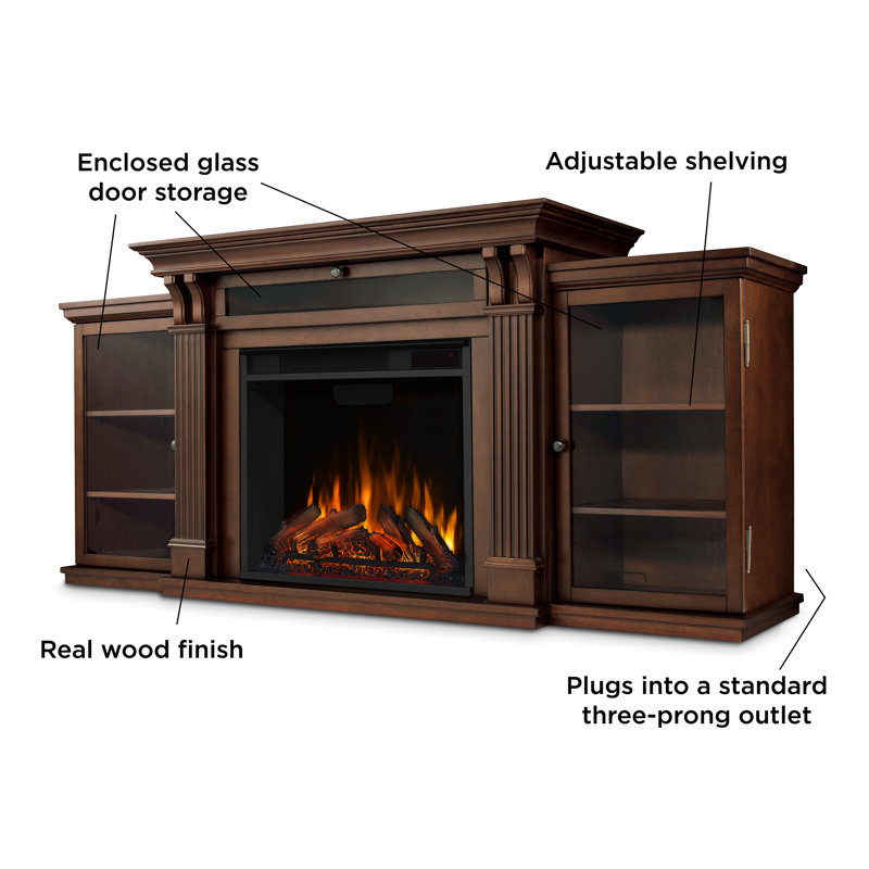 Calie 67'' TV Stand with Fireplace, Dark Espresso
