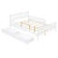 Lit plateforme blanc en bois pleine grandeur avec garde-corps sécurisés et espaces de rangement Deux tiroirs de conception classique pour une chambre élégante et gracieuse-1159076709-1159076708