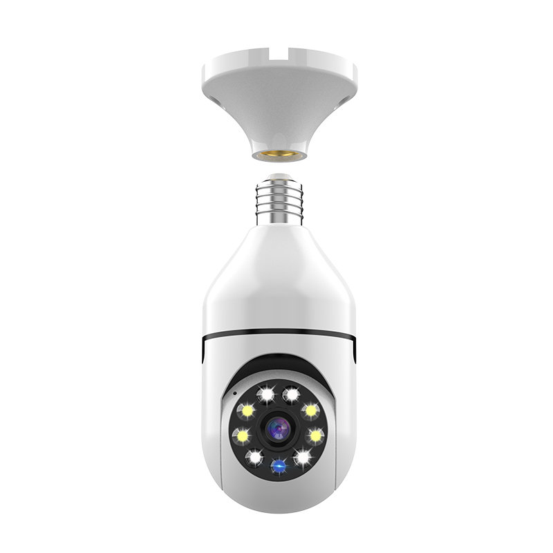 Caméra de sécurité à ampoule, Caméra WiFi sans fil panoramique 360G à 360 degrés Full HD