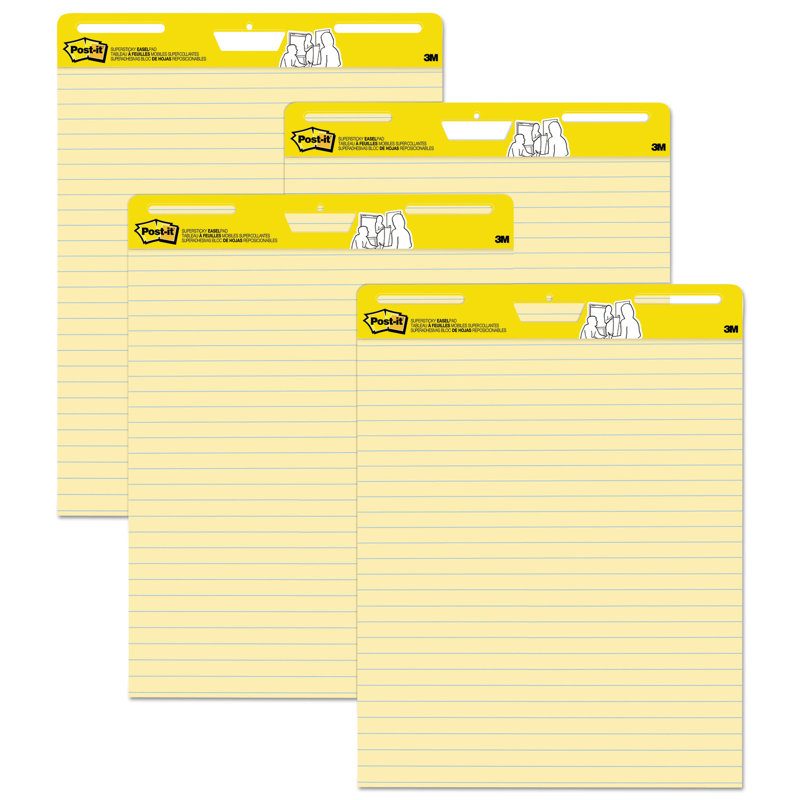 Yellow Lined Self-Stick Easel Pads, 25 x 30, 4-Pack