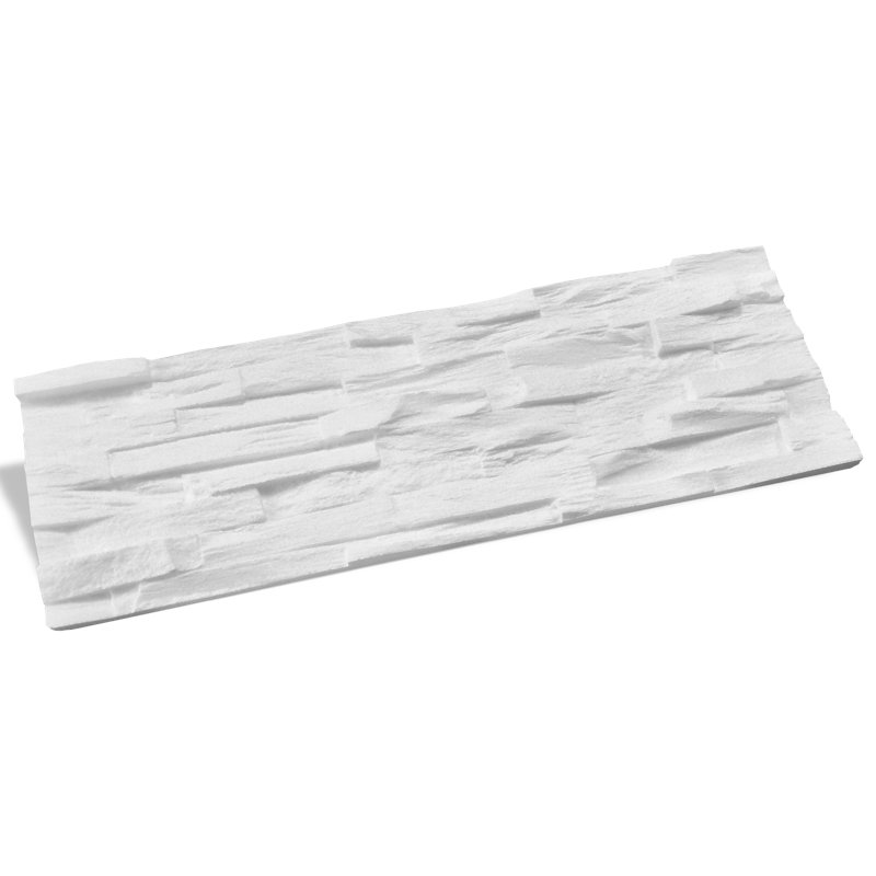 Ultralight Benevento White Stone Effect - Expanded Polystyrene (EPS) Thermal 3D Wall Panel Tile Cladding - Panels for Interior - 30pcs 3.15m² - Panel Size 57.4cm x 18.7cm plus Glue