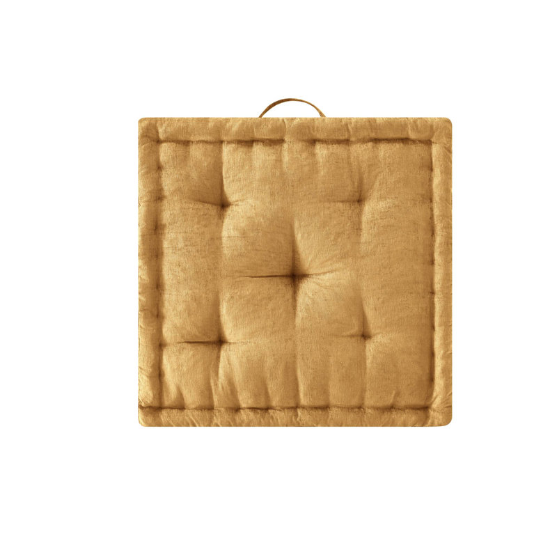 Coussin de sol carré en chenille poly A Alez, Jaune, Carré de 24 po