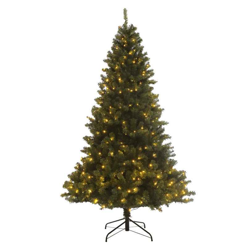 Arbre de Noël articulé artificiel pré-éclairé 7,5 pi avec support pliable pour 400 lumières à DEL pré-installées