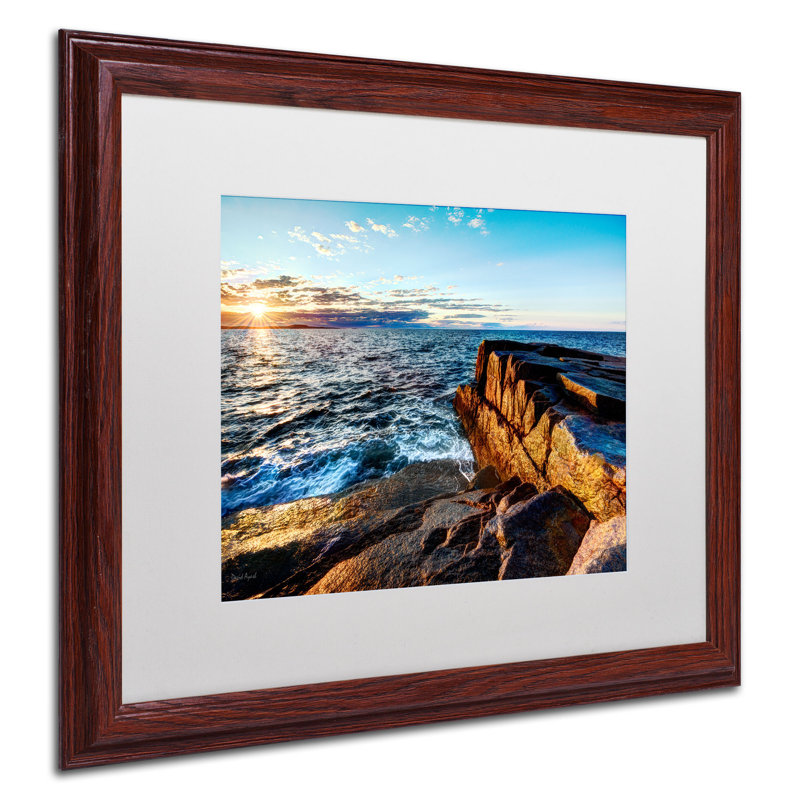 « soleil au-dessus de l’atlantique dans le maine » par david ayash,, reproduction de photo encadrée, Blanc, H 16 po x l 20 po