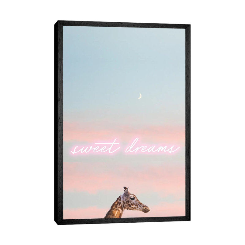 Giraffe Dreams by Ruby And B - Print on Canvas, Black Framed, 101.6 cm H x 66.04 cm W