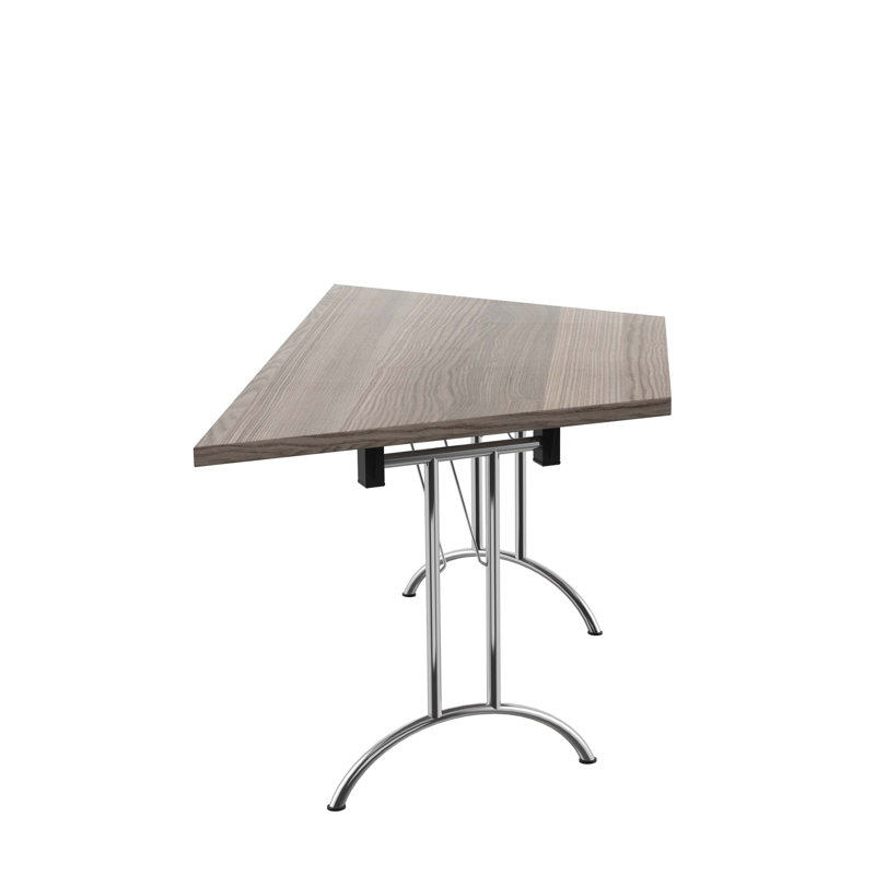 Buariki Trapezoid 3 Person 160cm L Modular Training Table, Grey Oak, Silver