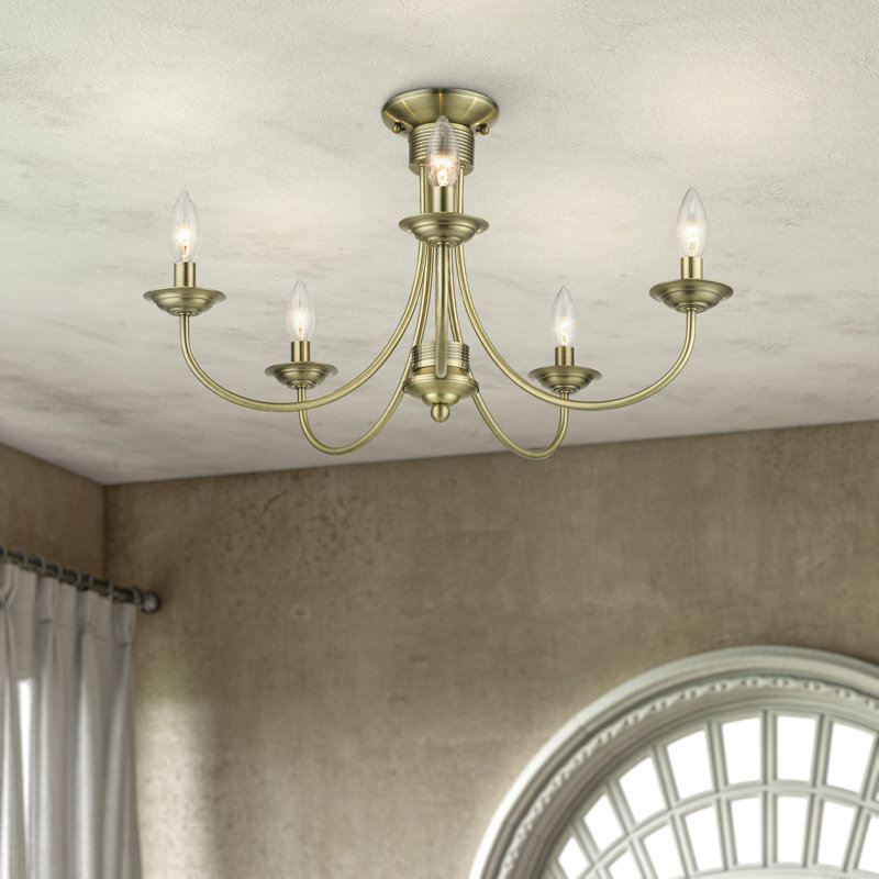 Easton Semi Flush Mount, Antique Brass