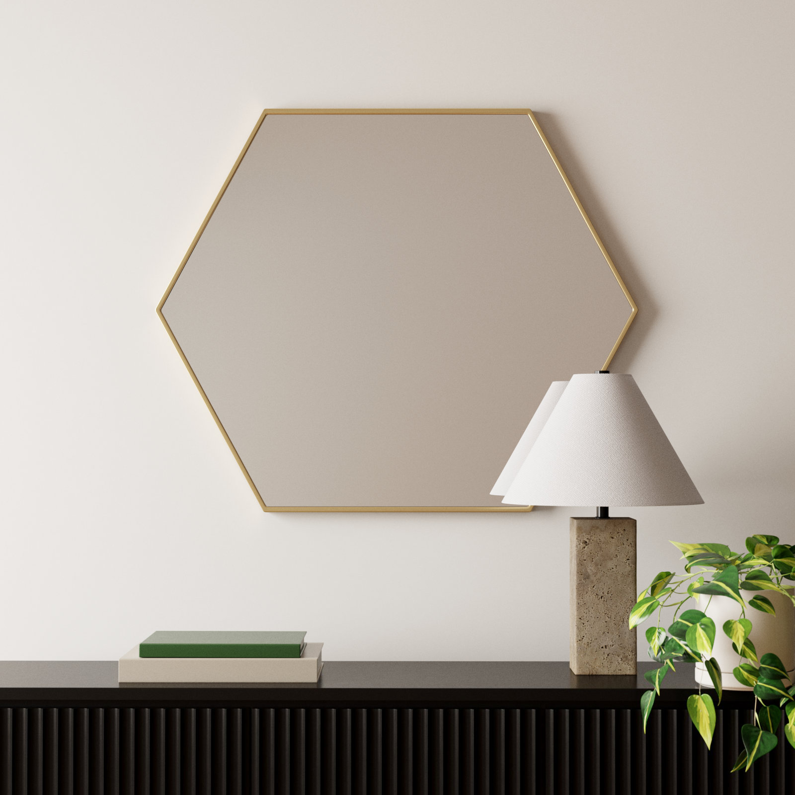 Sabine 41" Accent Mirror, Brass, 32" H x 38" W
