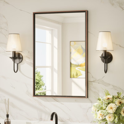 Miroir de salle de bain avec cadre en aluminium et verre trempé