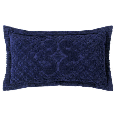 Couvre-oreiller touffeté 100% coton Ashille de la collection Ashton, de conception à médaillon, doux et respirant, certifié OEKO-TEX, lavable à la machine, toutes saisons, 20 po x 36 po, bleu marine